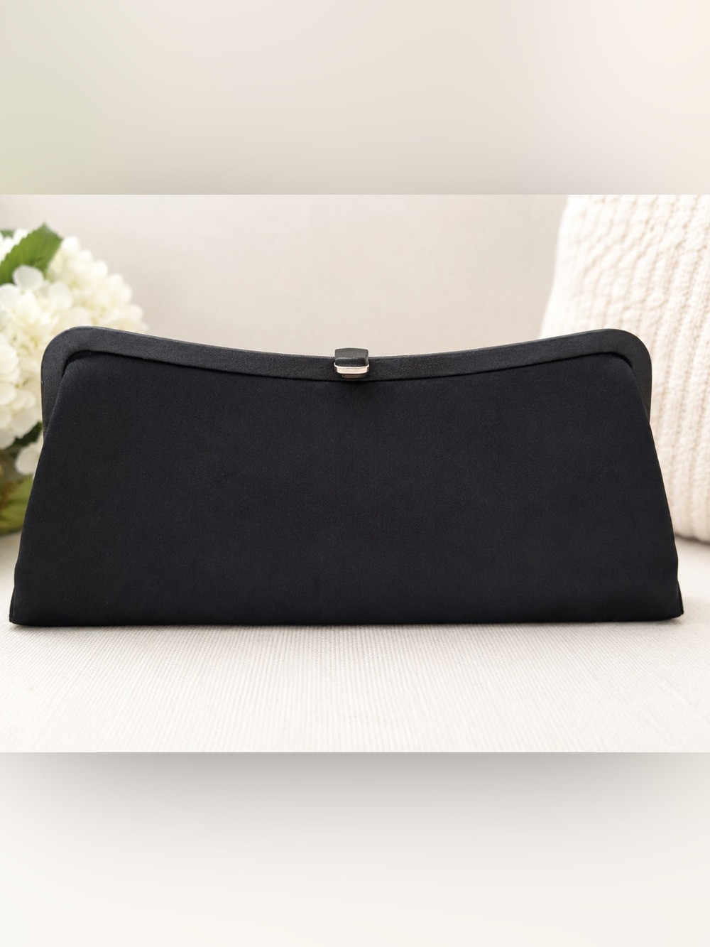Ann Taylor Black Evening Clutch Minimalist Formal Purse 12 Inch
